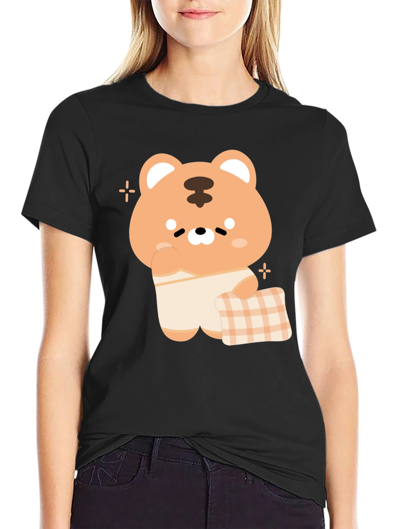 Cute Tiger Graphic Tee - Black