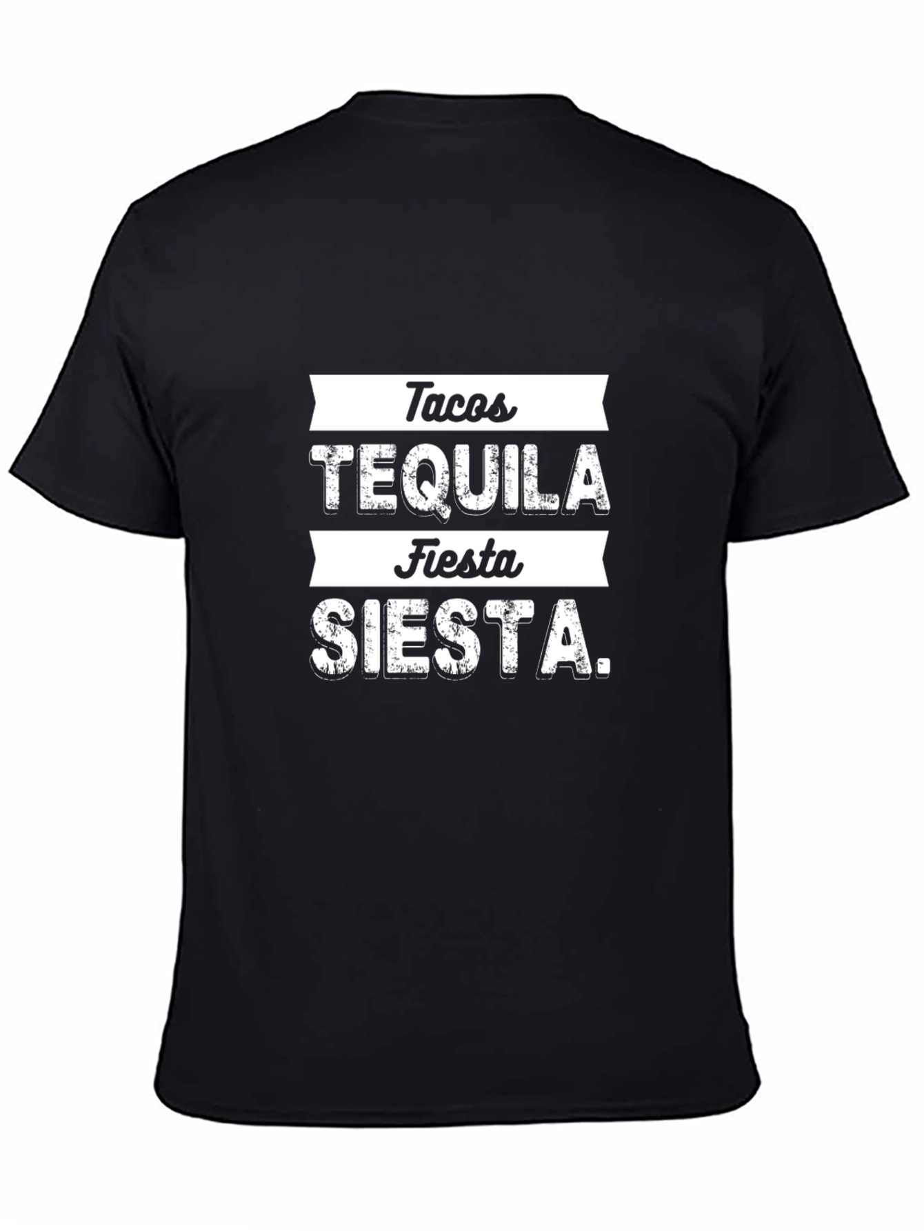 Tacos Tequila Fiesta Siesta Black T-Shirt