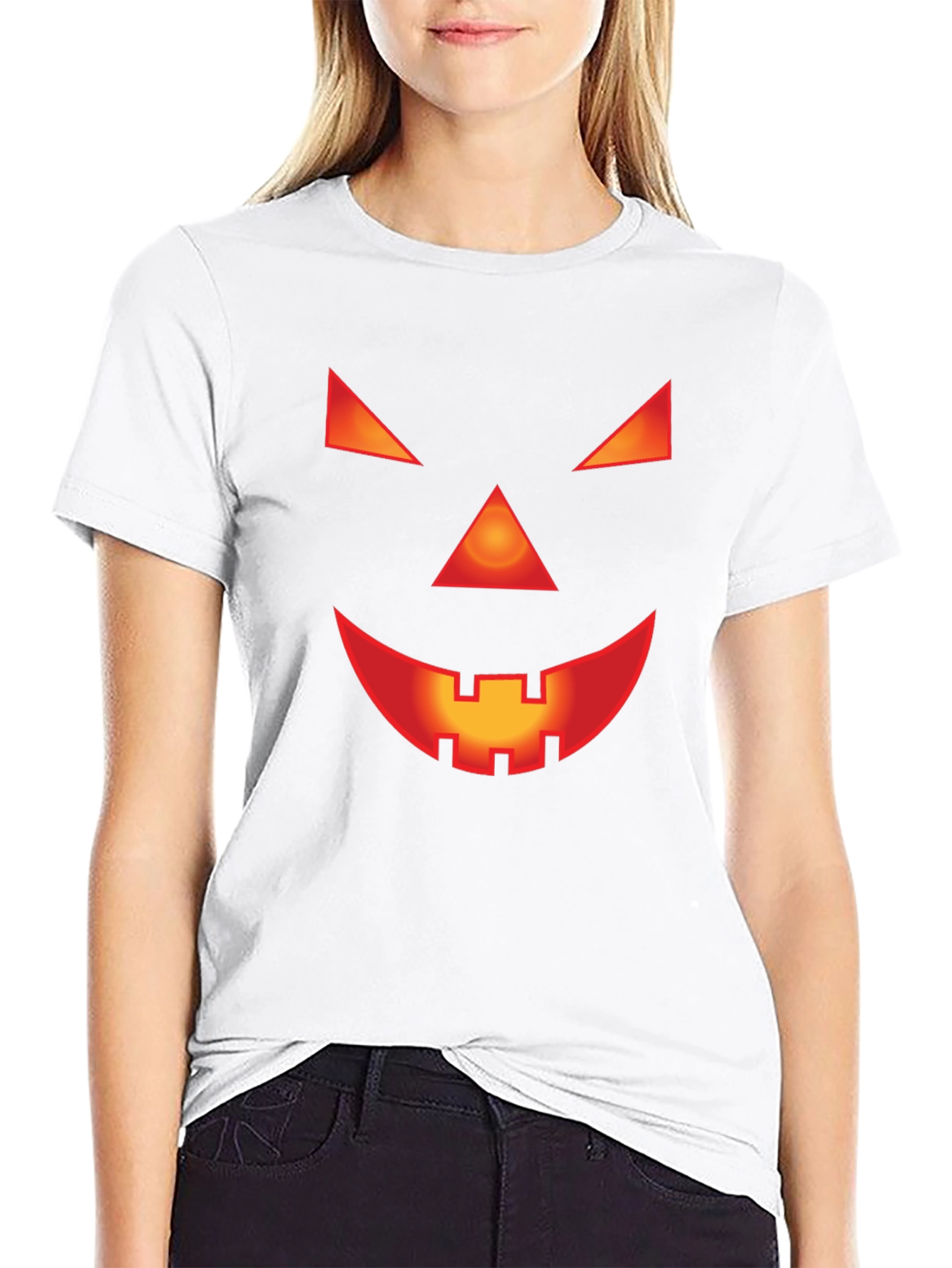 Spooky Jack-O-Lantern Face Black T-Shirt