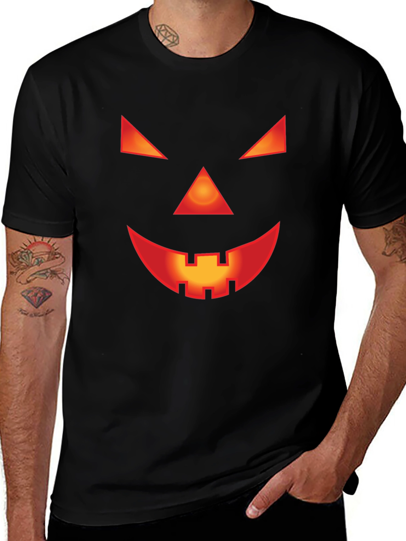 Spooky Jack-O-Lantern Face Black T-Shirt