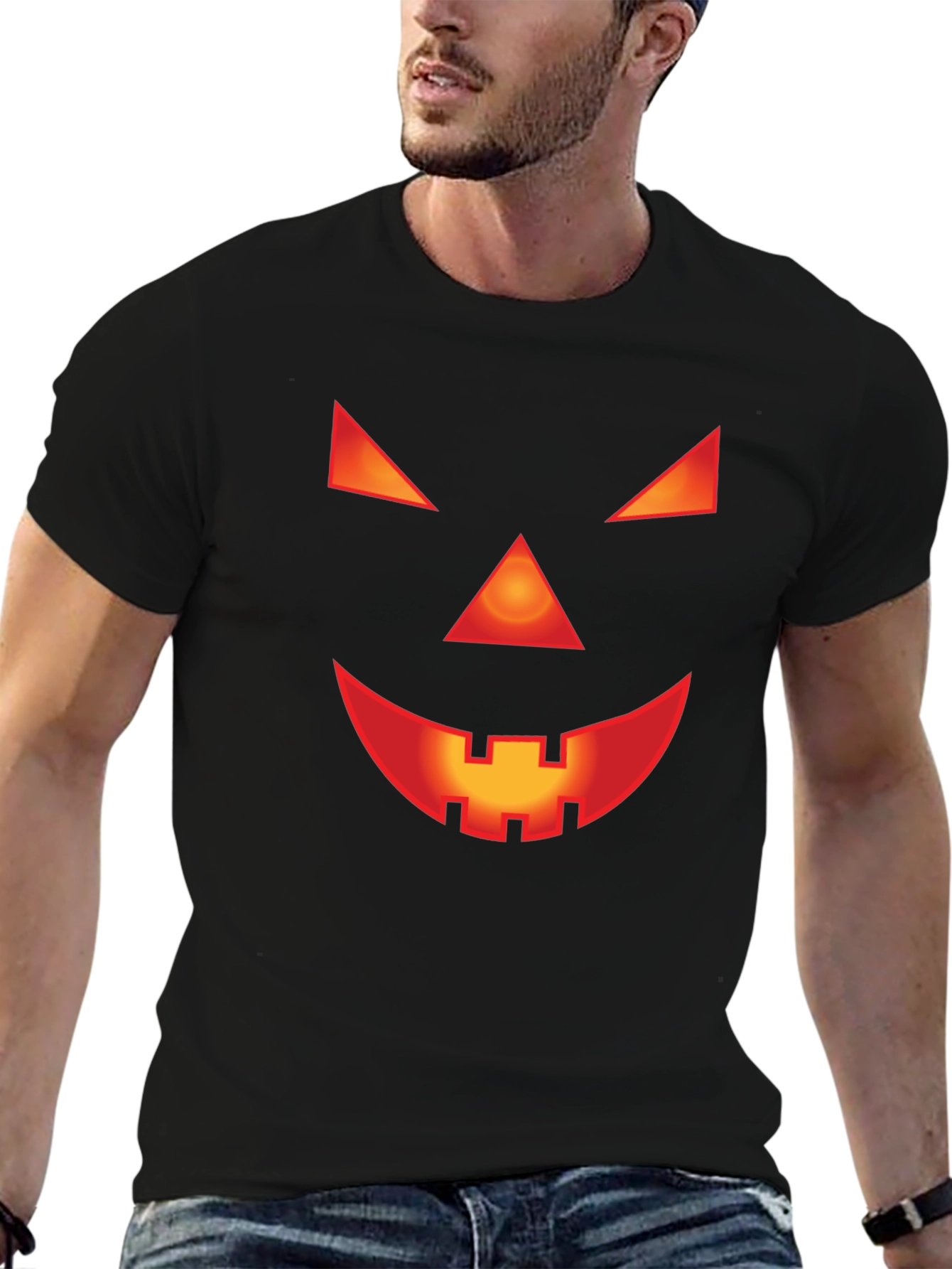 Spooky Jack-O-Lantern Face Black T-Shirt
