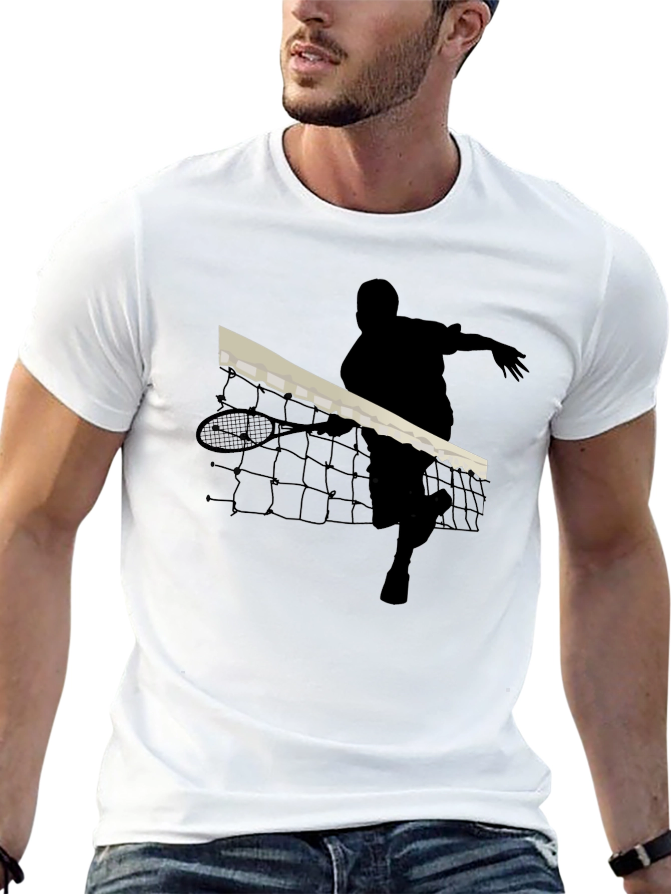 Tennis Player Silhouette Black T-Shirt