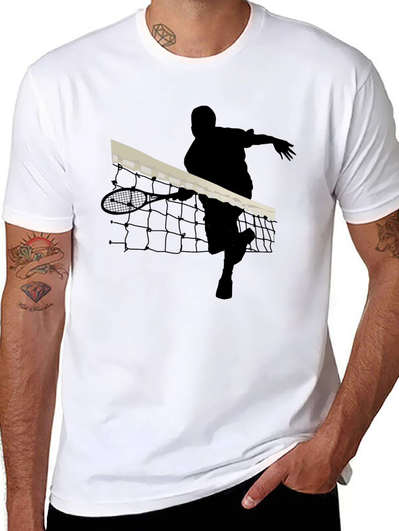 Tennis Player Silhouette Black T-Shirt