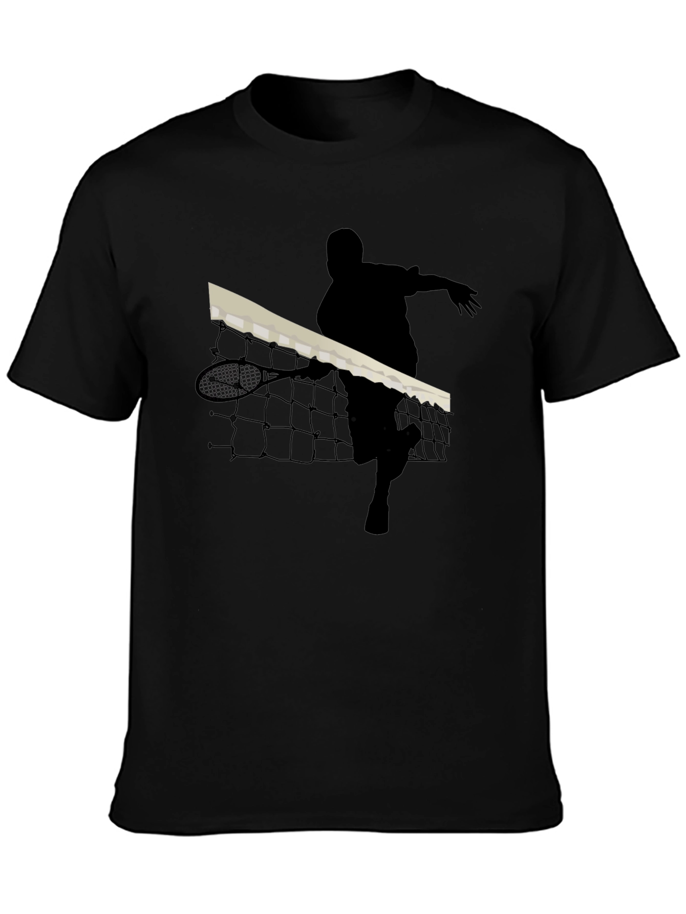 Tennis Player Silhouette Black T-Shirt