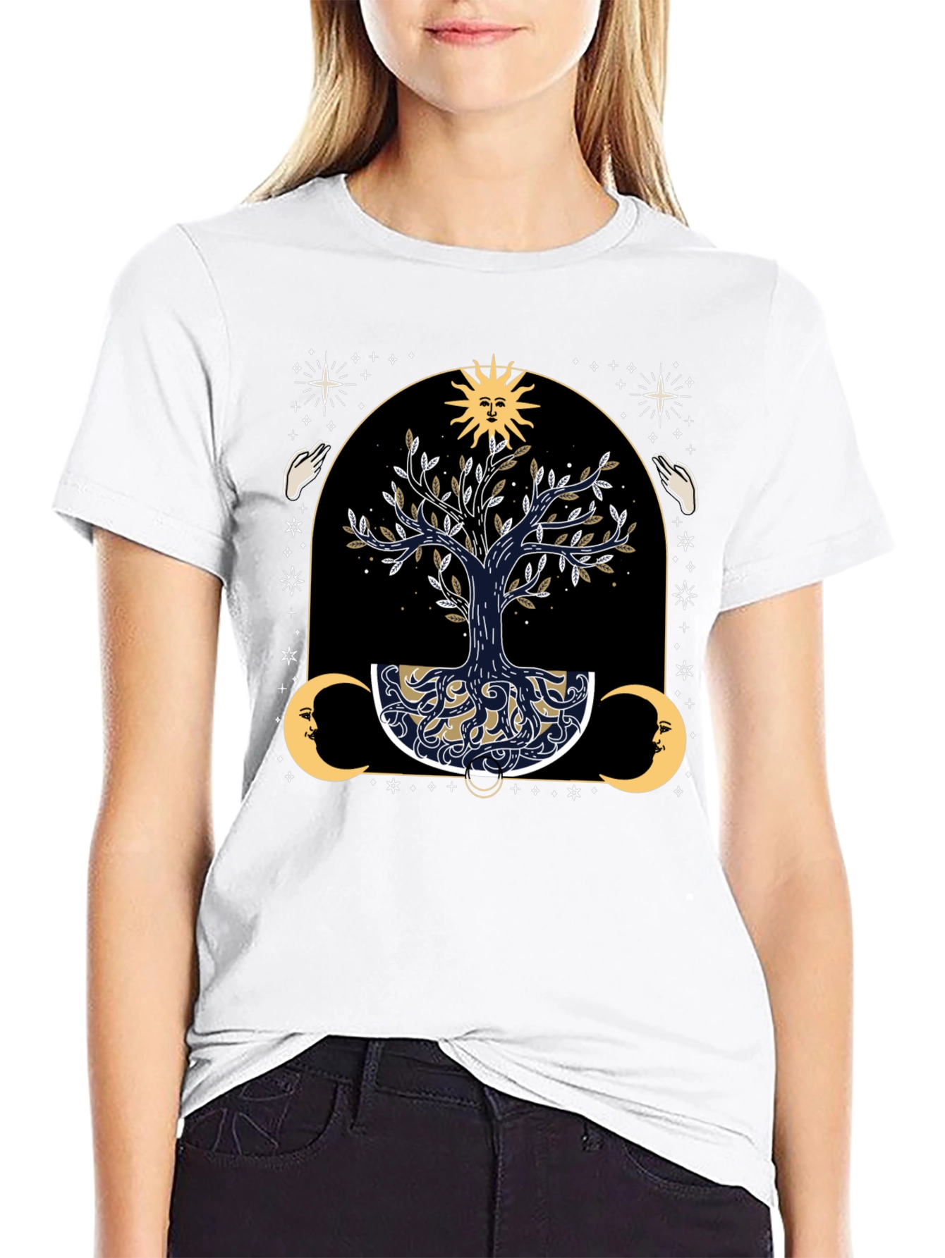 Mystical Tree of Life Graphic Tee - Black