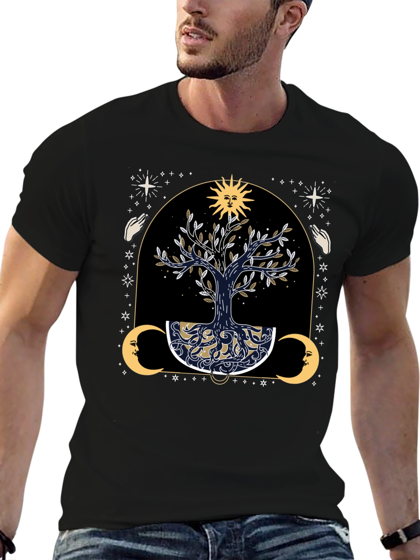 Mystical Tree of Life Graphic Tee - Black