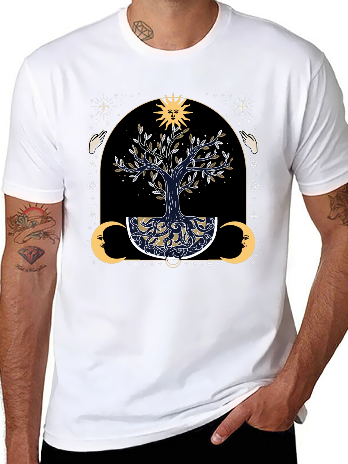 Mystical Tree of Life Graphic Tee - Black