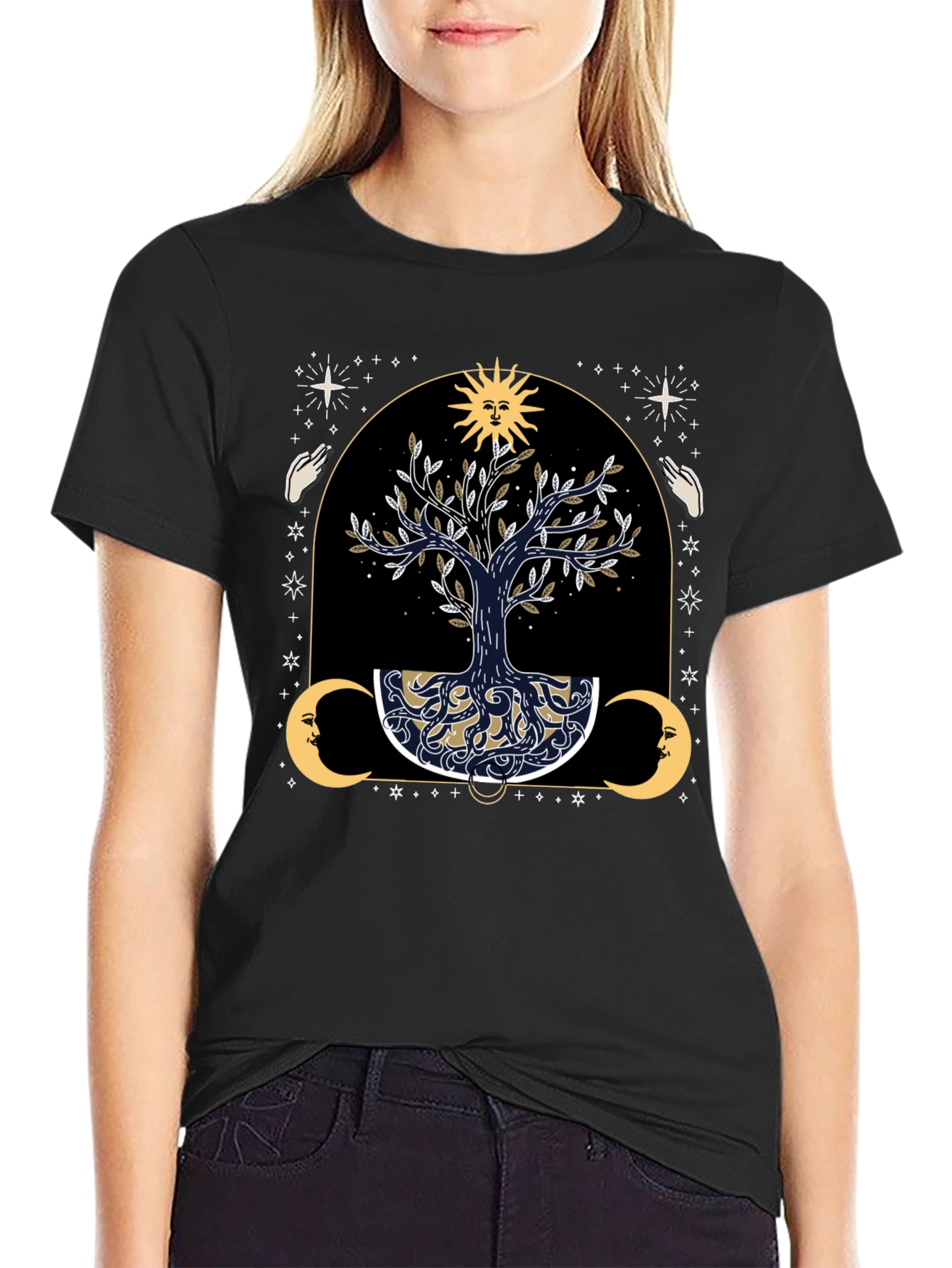 Mystical Tree of Life Graphic Tee - Black