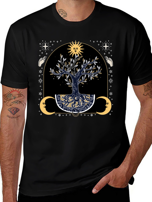 Mystical Tree of Life Graphic Tee - Black