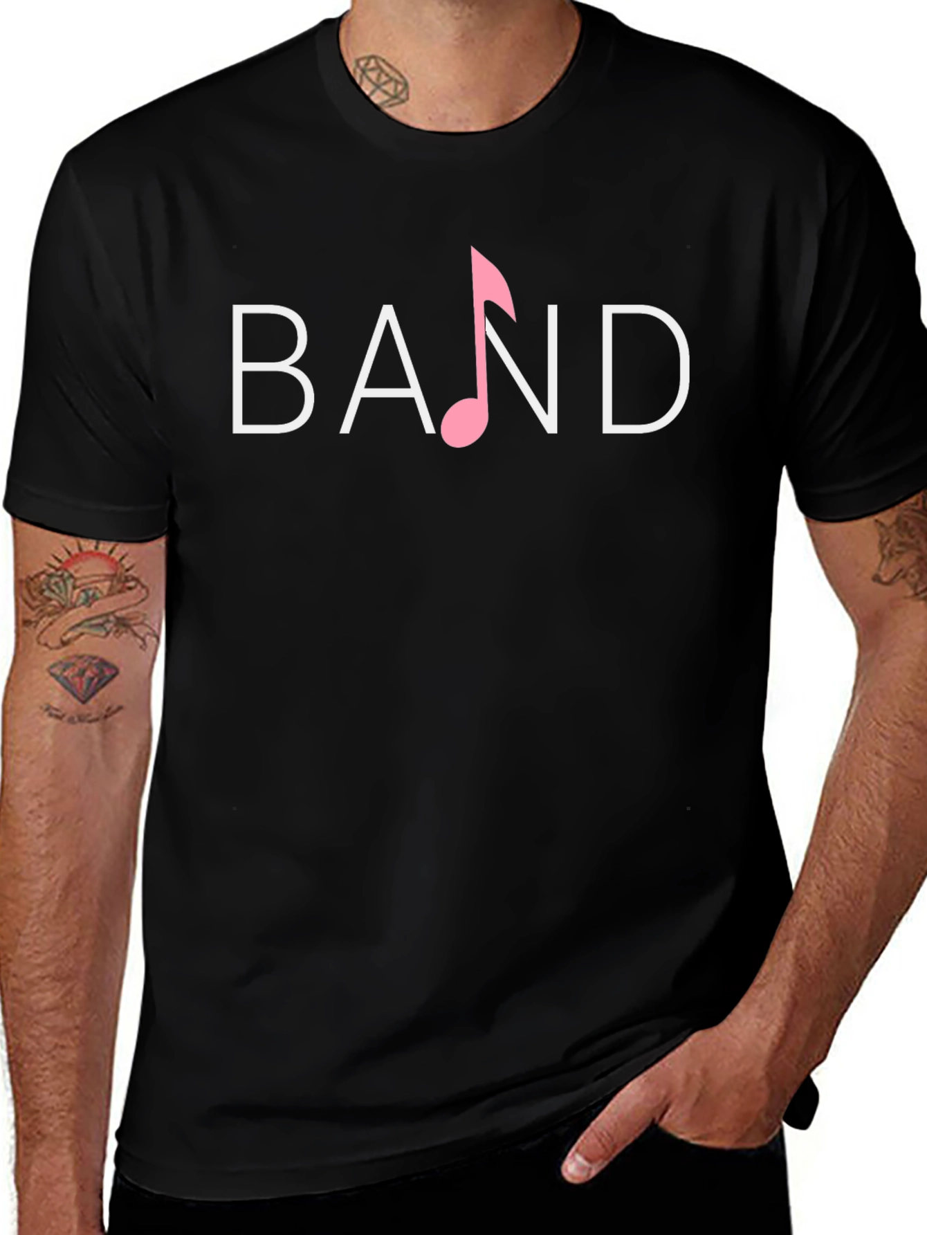 Band Music Note Graphic Tee - Classic Black T-Shirt