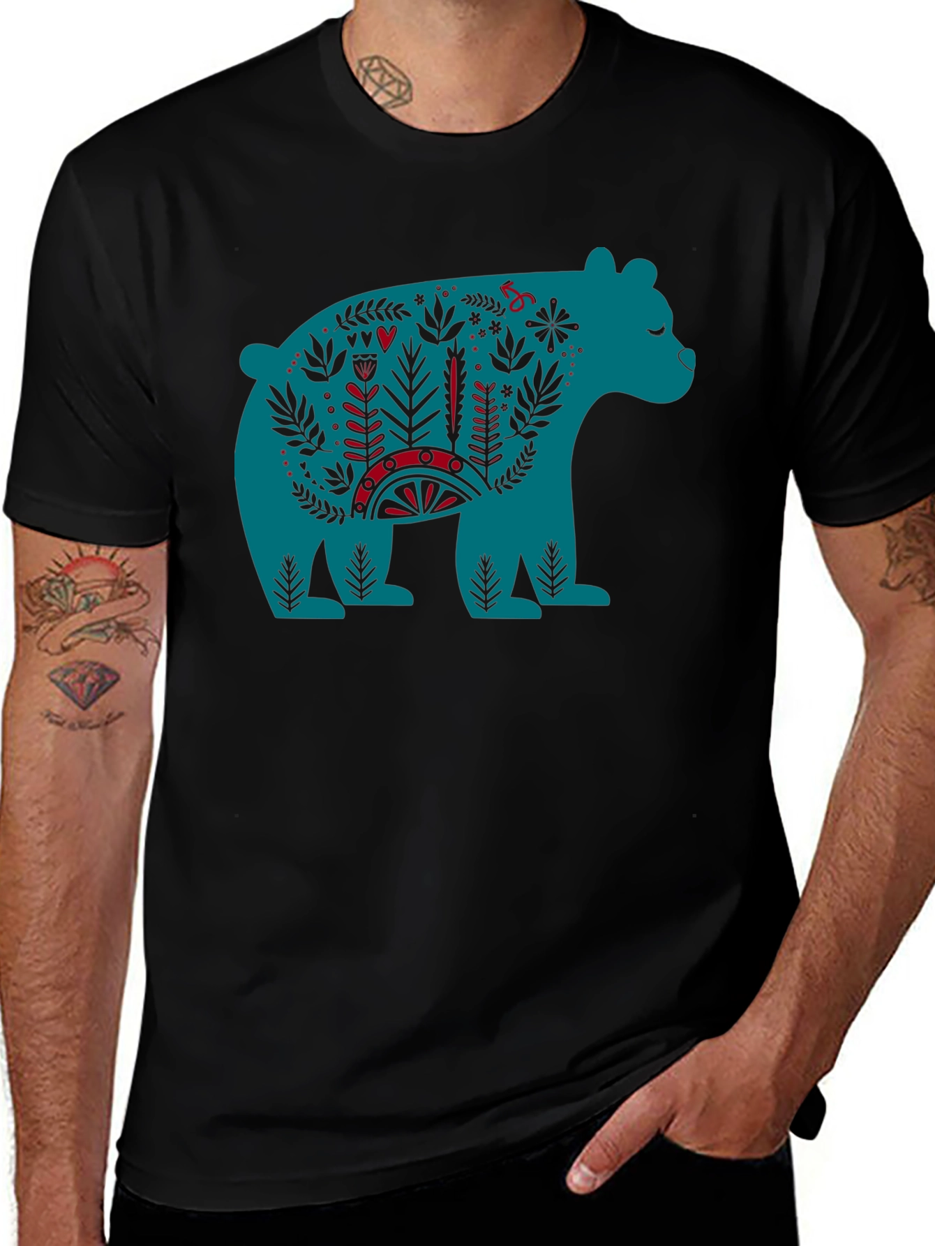 Folklore Bear Graphic Tee - Unique Design