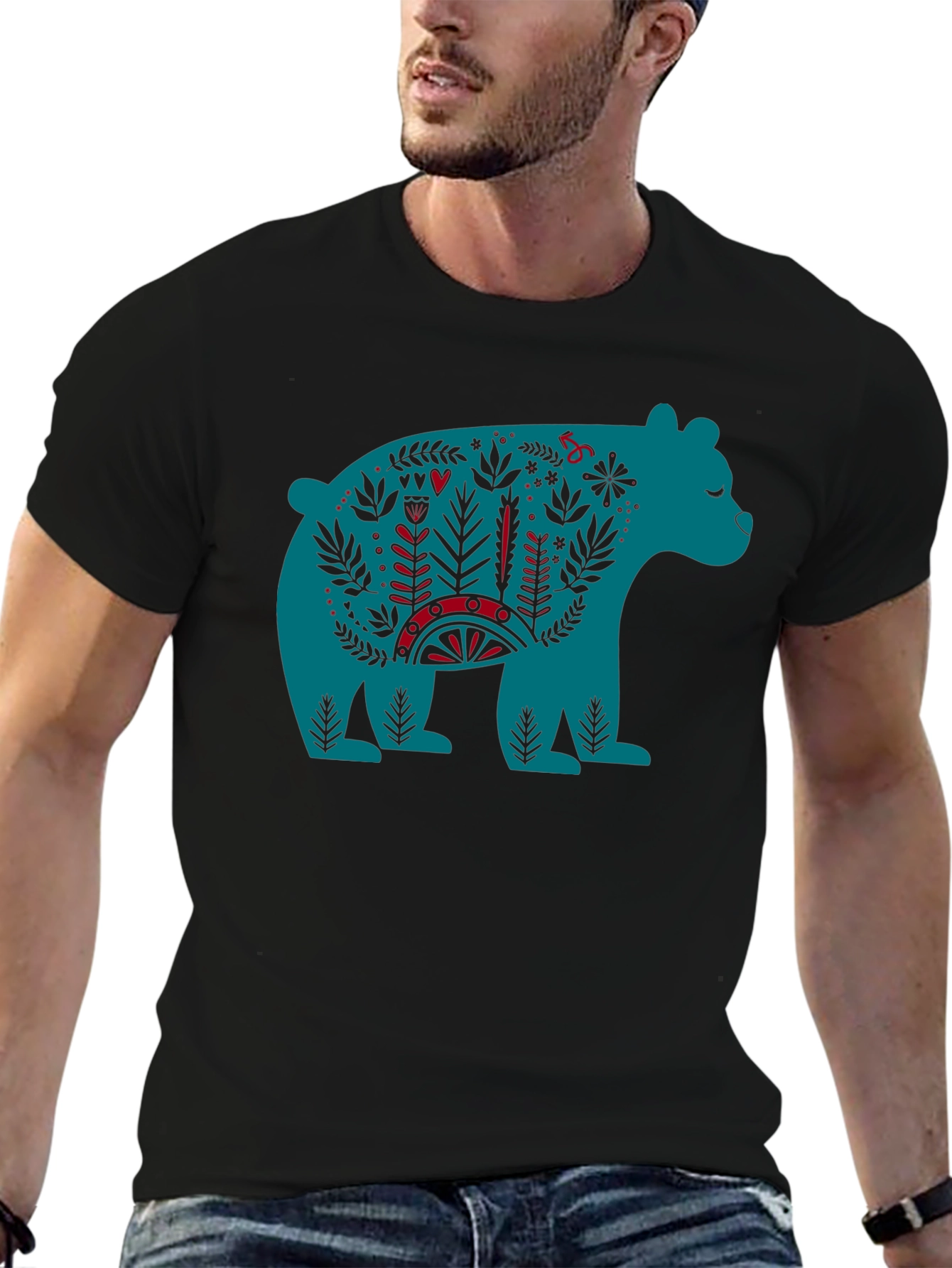 Folklore Bear Graphic Tee - Unique Design