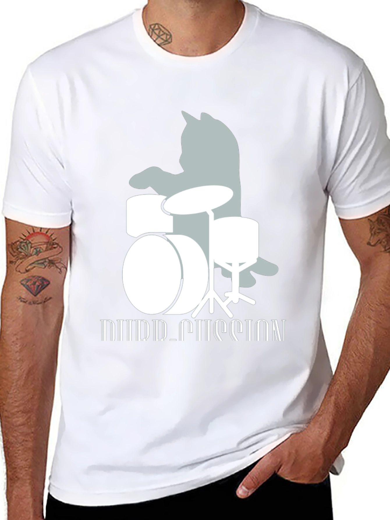 Cat Drummer T-Shirt: Playful Music Lover Tee