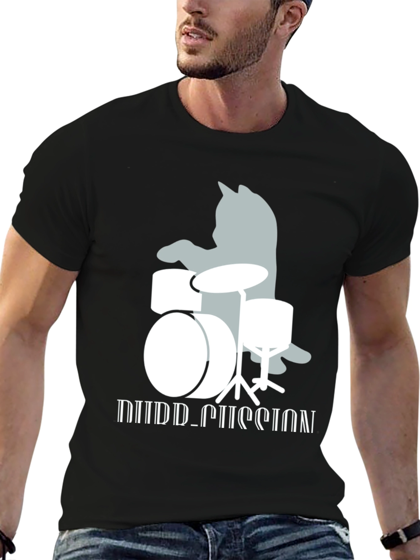Cat Drummer T-Shirt: Playful Music Lover Tee