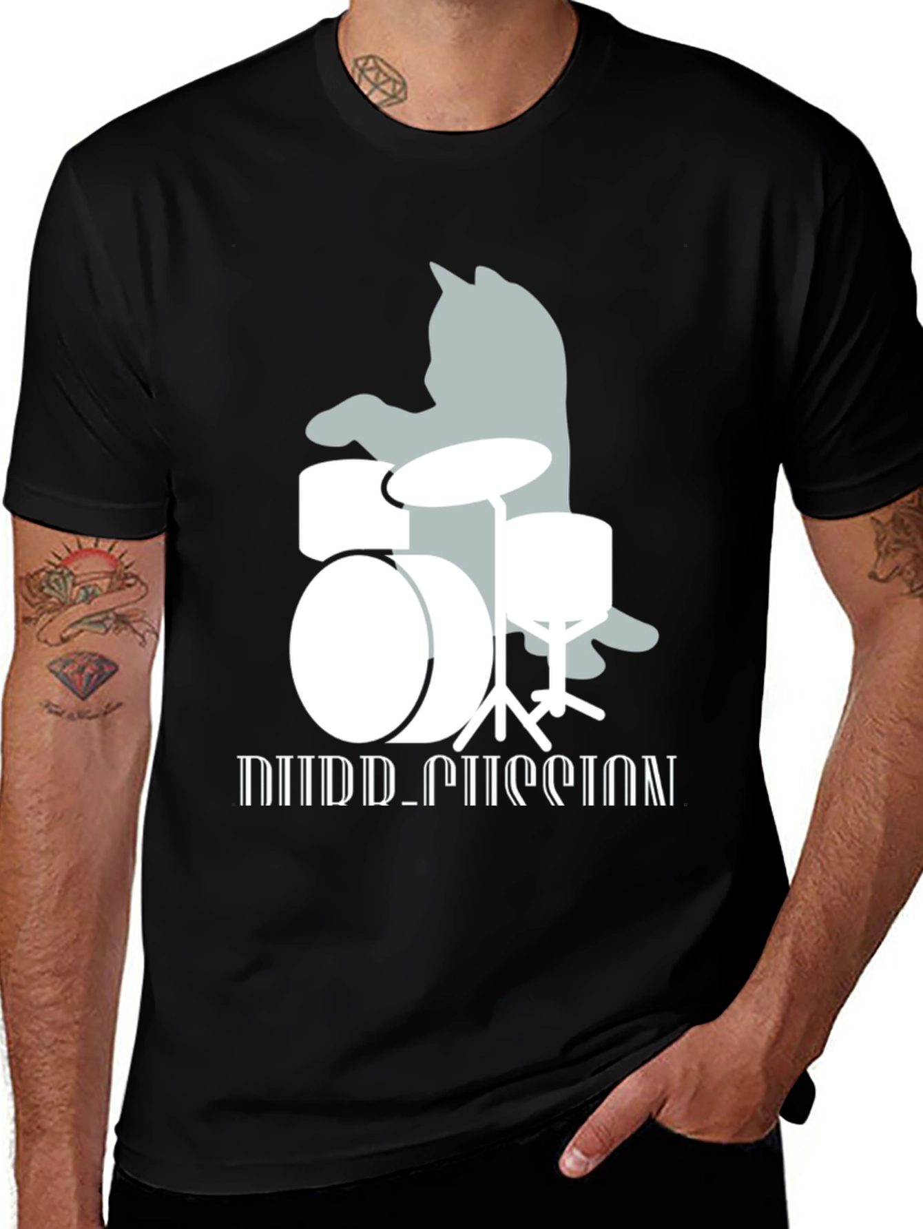 Cat Drummer T-Shirt: Playful Music Lover Tee