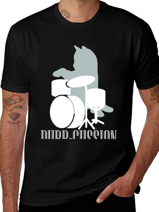 Cat Drummer T-Shirt: Playful Music Lover Tee