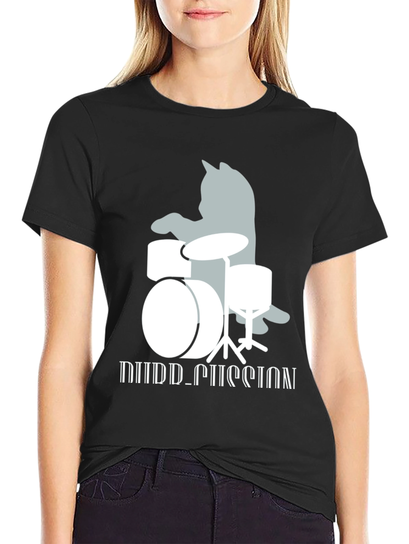 Cat Drummer T-Shirt: Playful Music Lover Tee