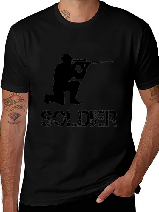Soldier Graphic T-Shirt - Tactical Style Black Cotton Tee