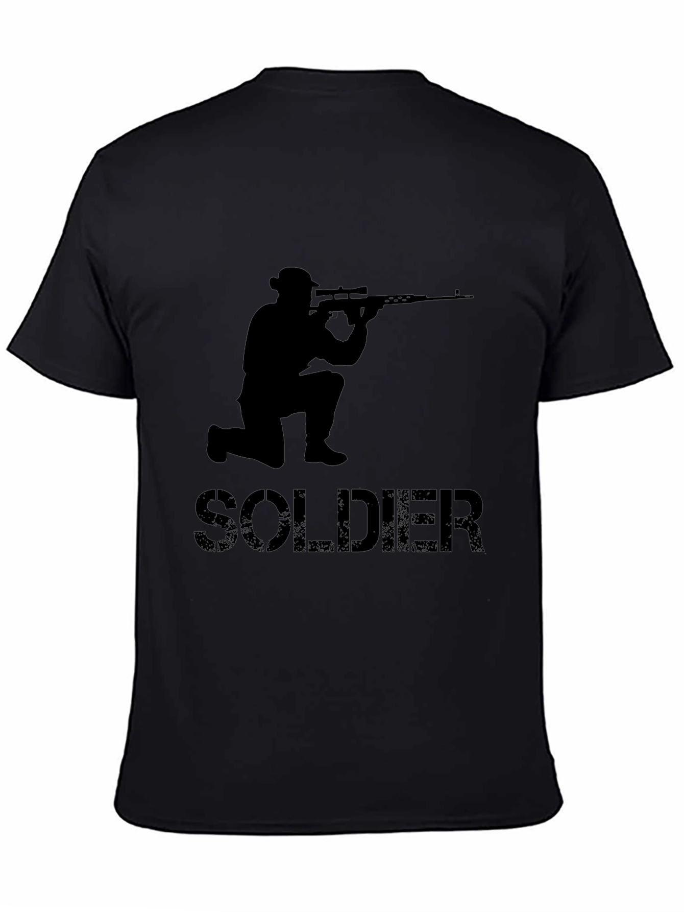 Soldier Graphic T-Shirt - Tactical Style Black Cotton Tee