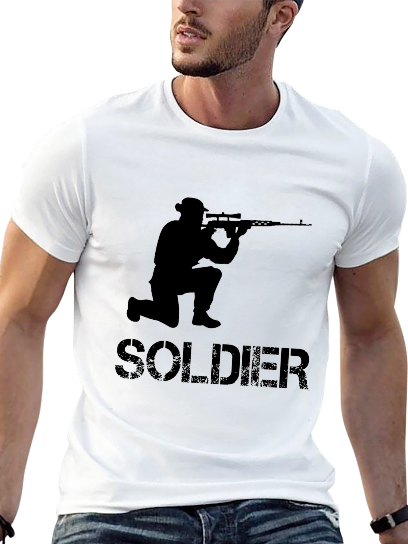 Soldier Graphic T-Shirt - Tactical Style Black Cotton Tee