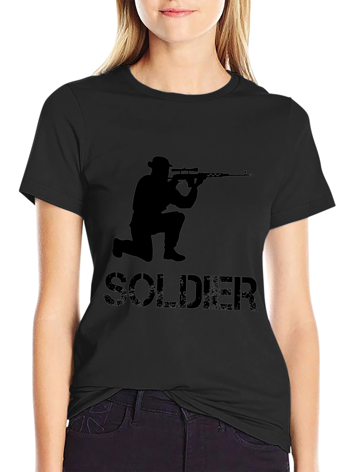 Soldier Graphic T-Shirt - Tactical Style Black Cotton Tee