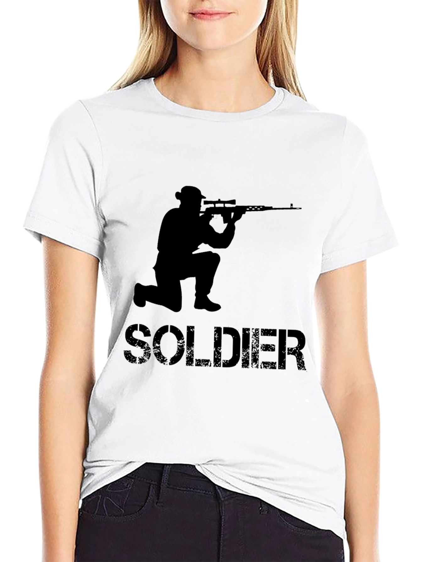 Soldier Graphic T-Shirt - Tactical Style Black Cotton Tee