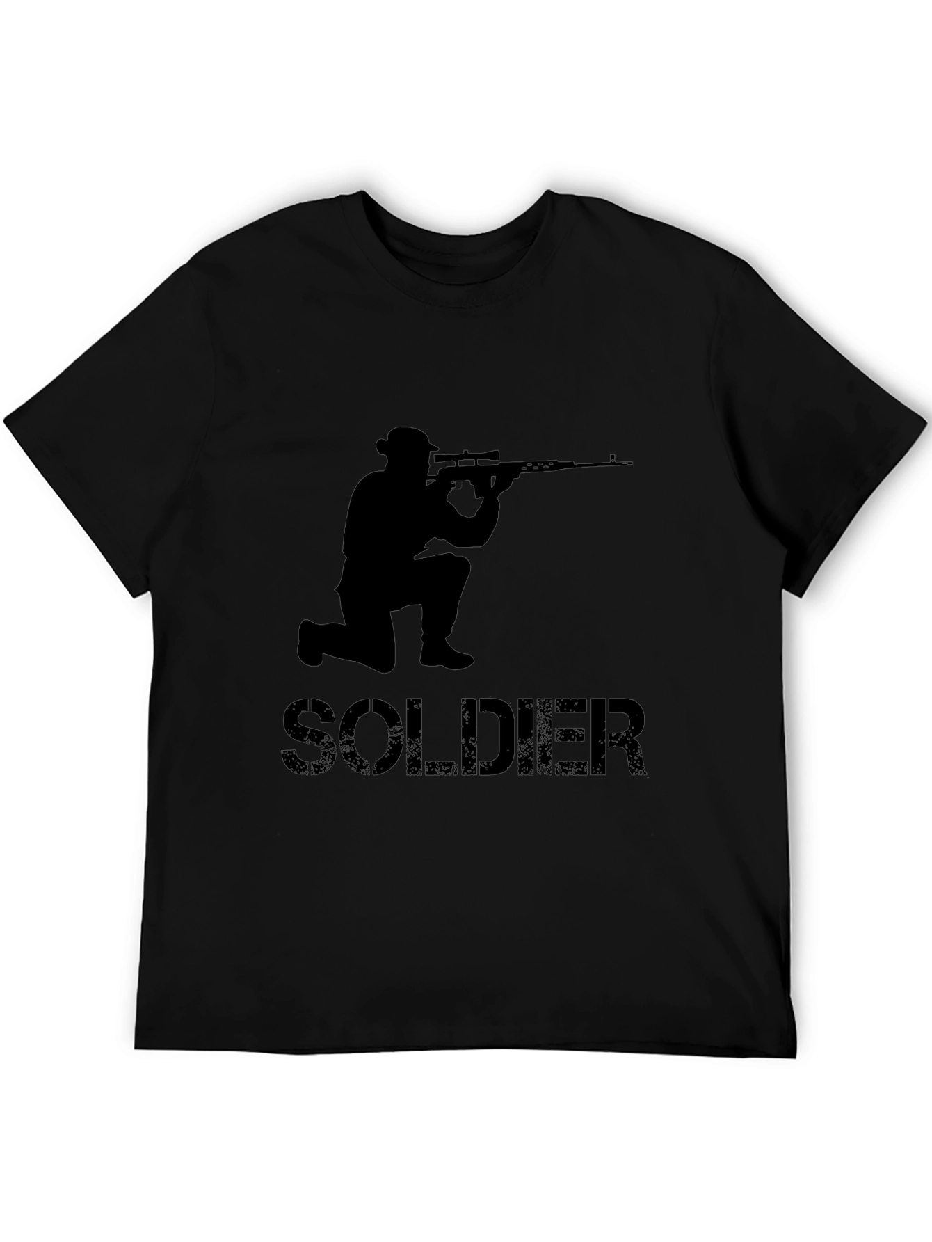 Soldier Graphic T-Shirt - Tactical Style Black Cotton Tee