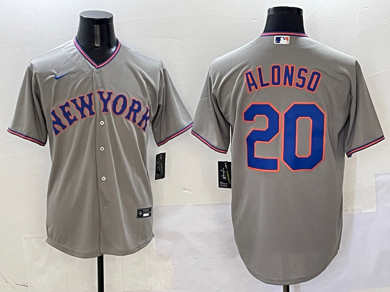 Men's New York Mets Pete Alonso #20 Gray Replica Player Jerseys