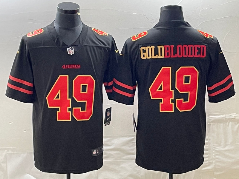 Men's San Francisco 49ers Gold Blooded #49 Black Game Jerseys