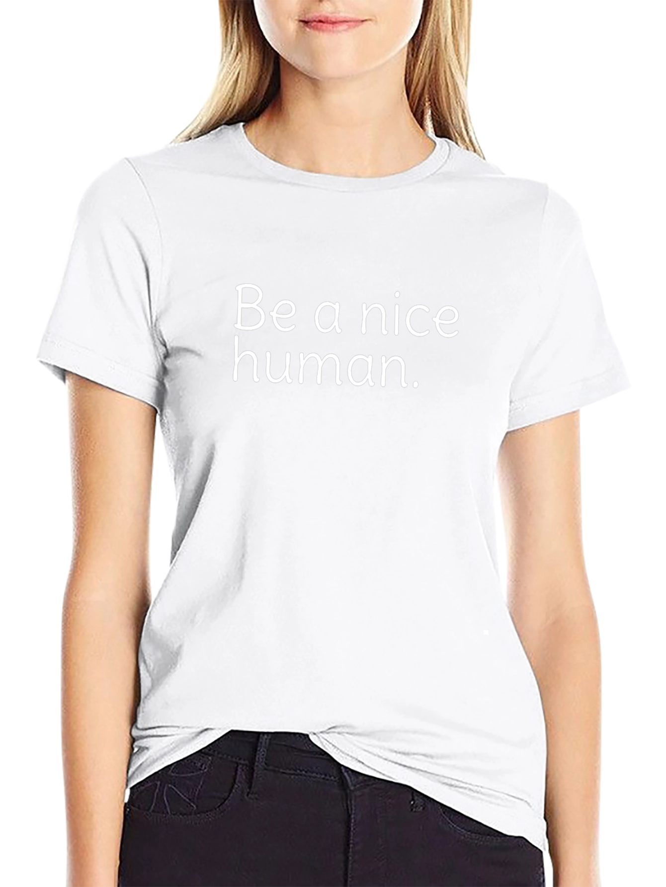 Be A Nice Human T-Shirt - Black Crew Neck