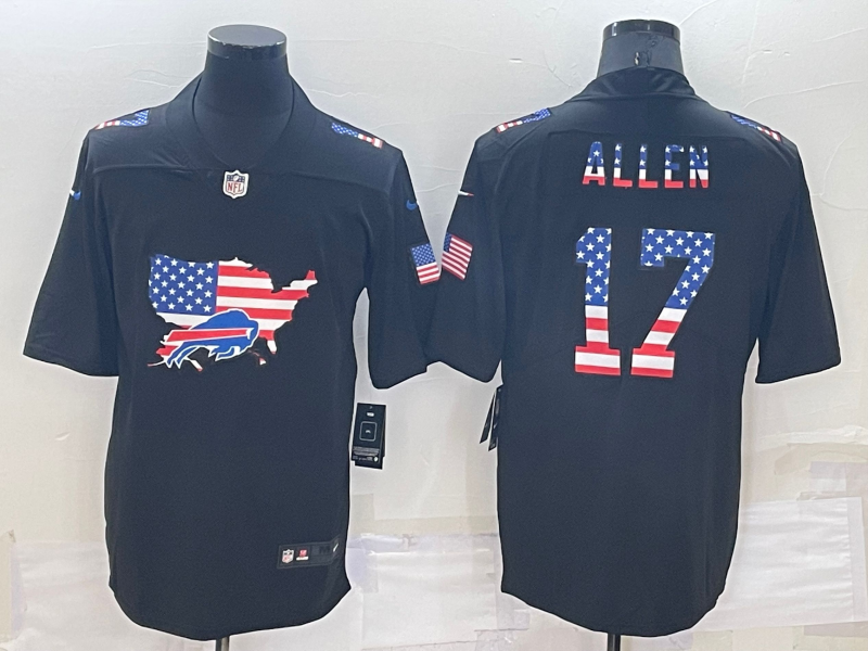 Men's Buffalo Bills Josh Allen #17 Black Authentic Player Jerseys