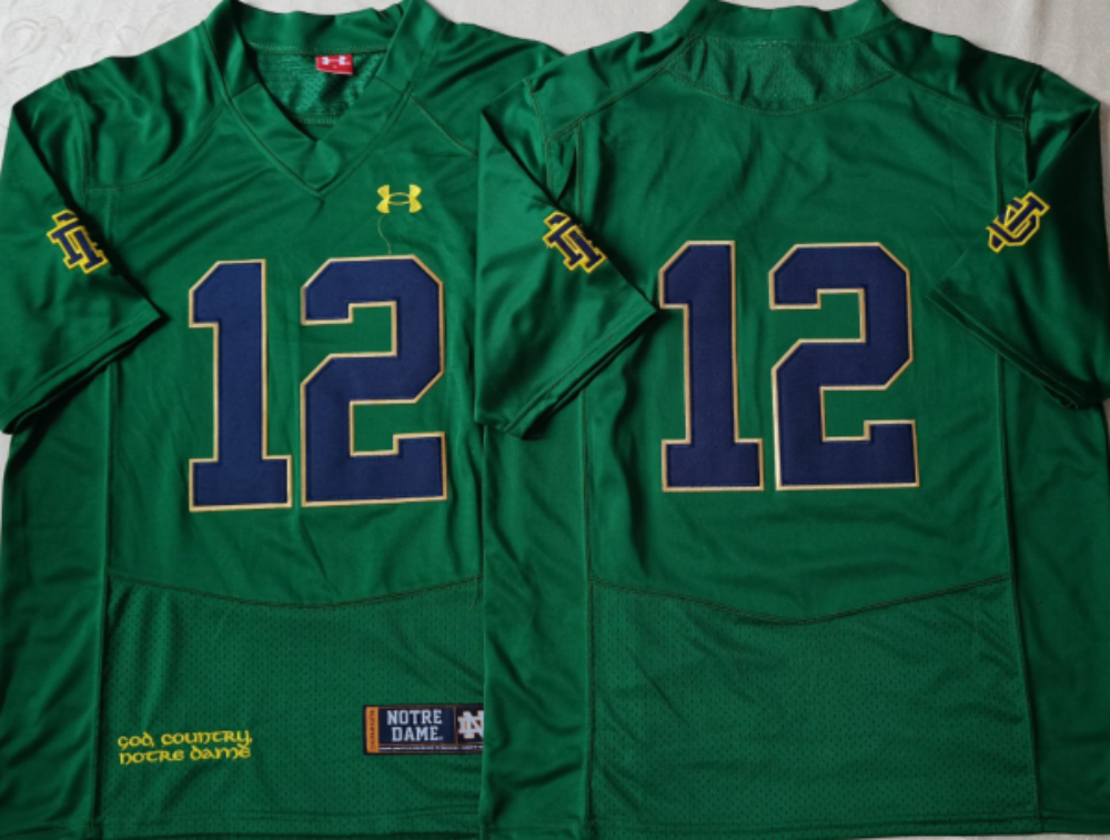 Men's Notre Dame Fighting Irish Ricky Watters #12 Green Player Game Jersey