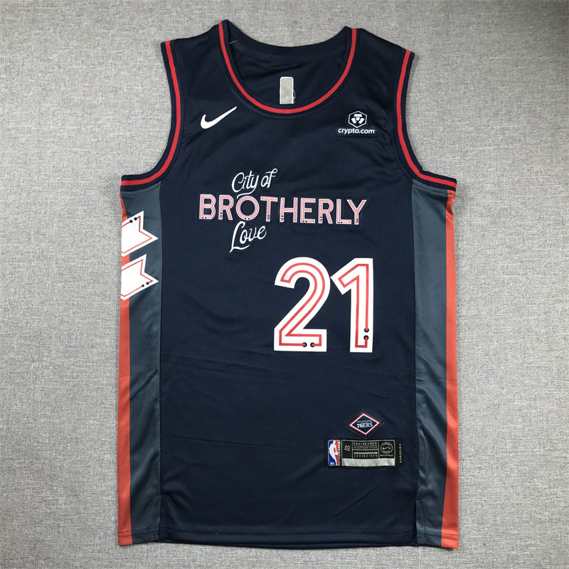 Men's Philadelphia 76ers Joel Embiid #21 Navy 2023/24 Swingman Jerseys - City Edition