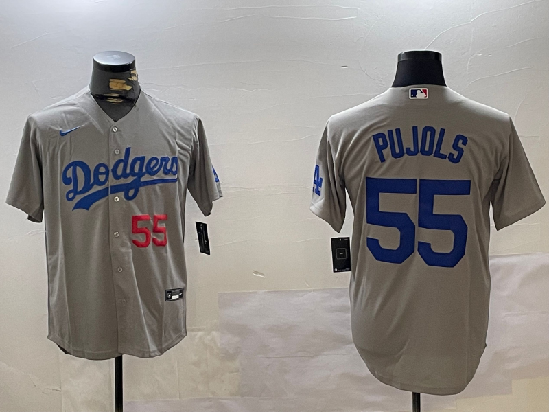 Men's Los Angeles Dodgers Albert Pujols #55 Gray Replica Baseball Jerseys