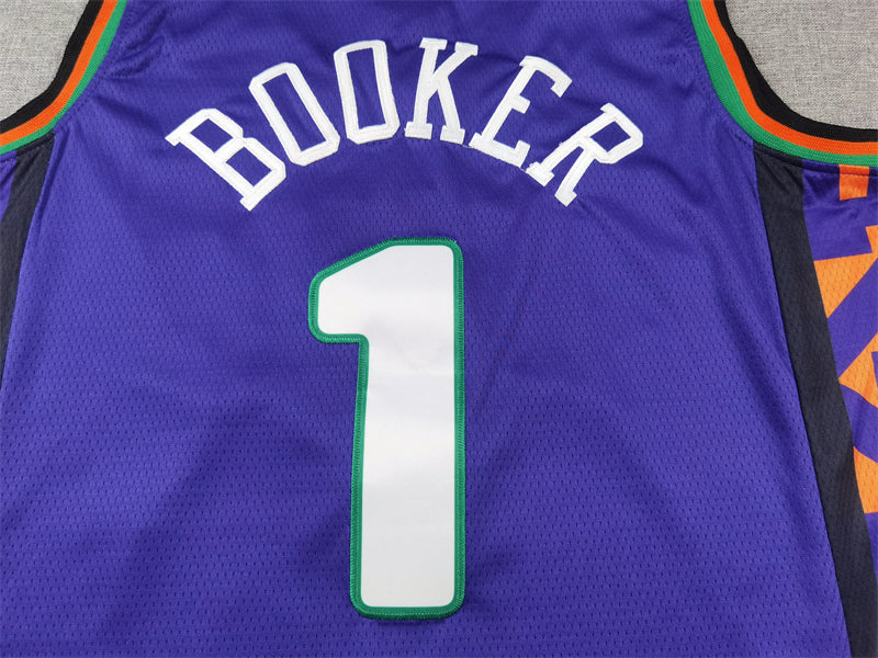 Men's Phoenix Suns Devin Booker #1 Purple 2024/25 Swingman Player Jerseys - City Edition