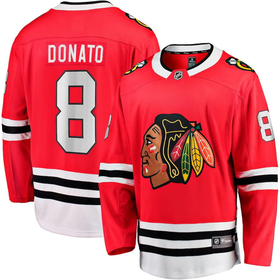 Men's Chicago Blackhawks Ryan Donato #8 Red Home Breakaway Jerseys