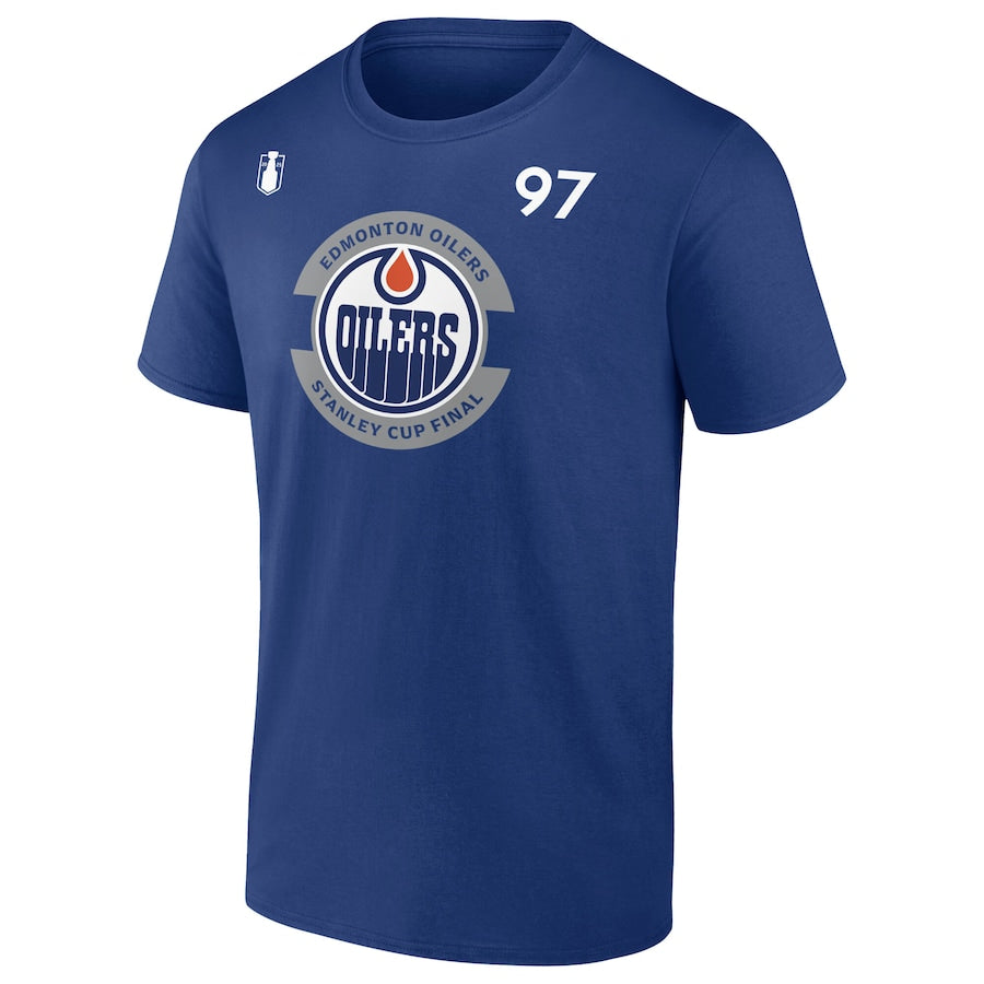 Men's Edmonton Oilers Connor McDavid Fanatics Royal 2025 Stanley Cup Final Name & Number T-Shirt