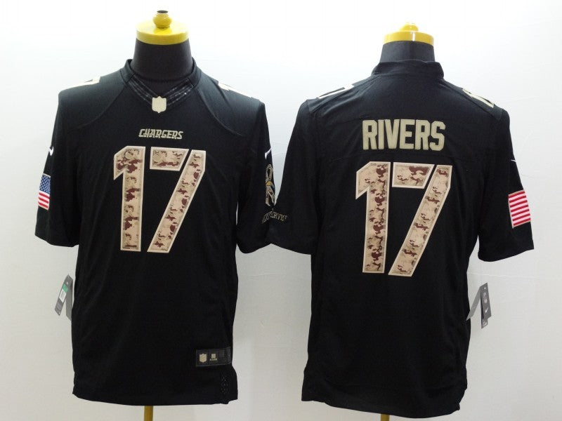 Men's Los Angeles Chargers Philip Rivers #17 Black Game Jerseys
