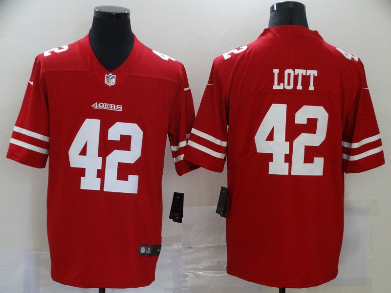Men's San Francisco 49ers Ronnie Lott #42 Red Game Jerseys