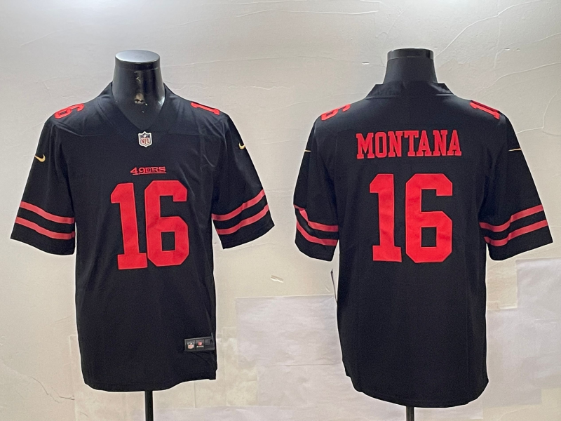 Men's San Francisco 49ers Joe Montana #16 Black Game Jerseys