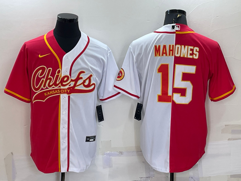 Men's Kansas City Chiefs Patrick Mahomes #15 Red/White Game Jerseys Joint Edition