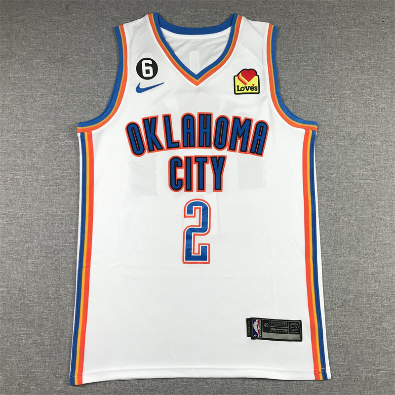 Men's Oklahoma City Thunder Shai Gilgeous-Alexander #2 White 2022/23 Fast Break Replica Jerseys - Association Edition