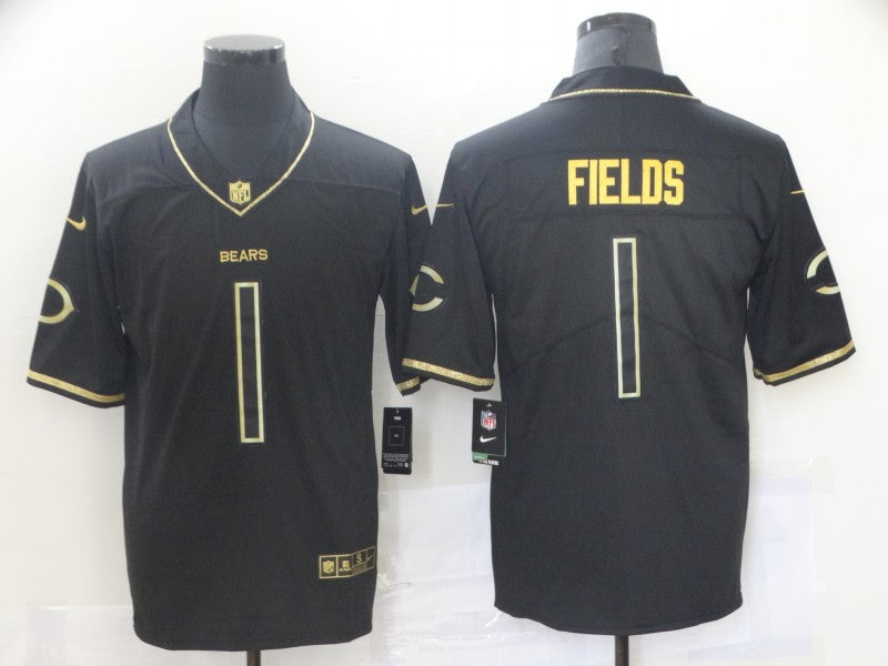 Men's Chicago Bears Justin Fields #1 Black Game Player Jerseys