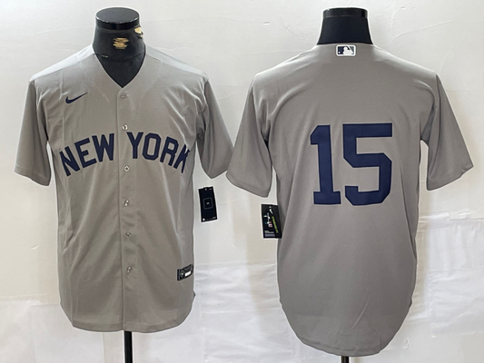 Men's New York Yankees Thurman Munson #15 Gray Replica Player Name Jerseys