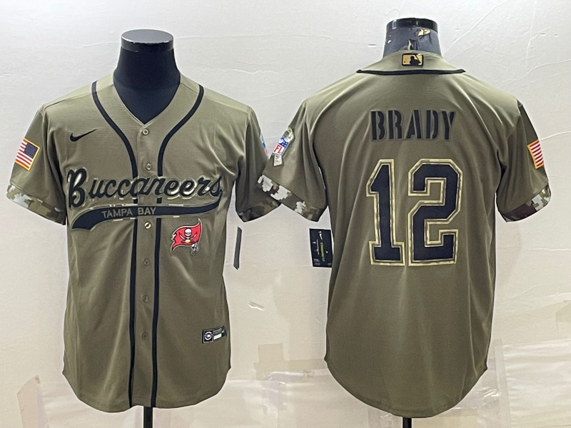Men's Tampa Bay Buccaneers Tom Brady #12 Olive 2022 Salute To Service Retired Player Limited Jerseys Joint Edition