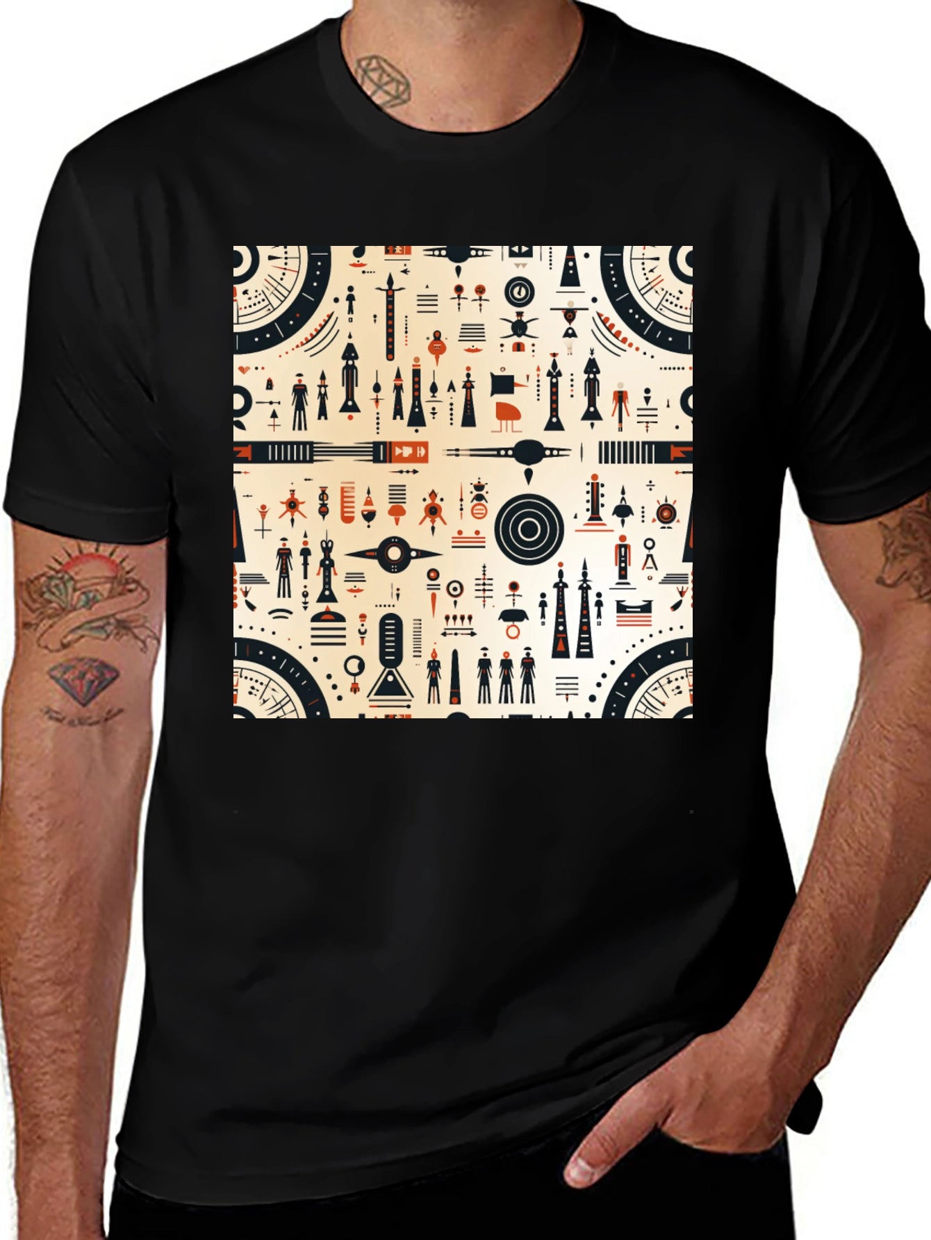 Abstract Graphic Tee - Retro Atomic Style