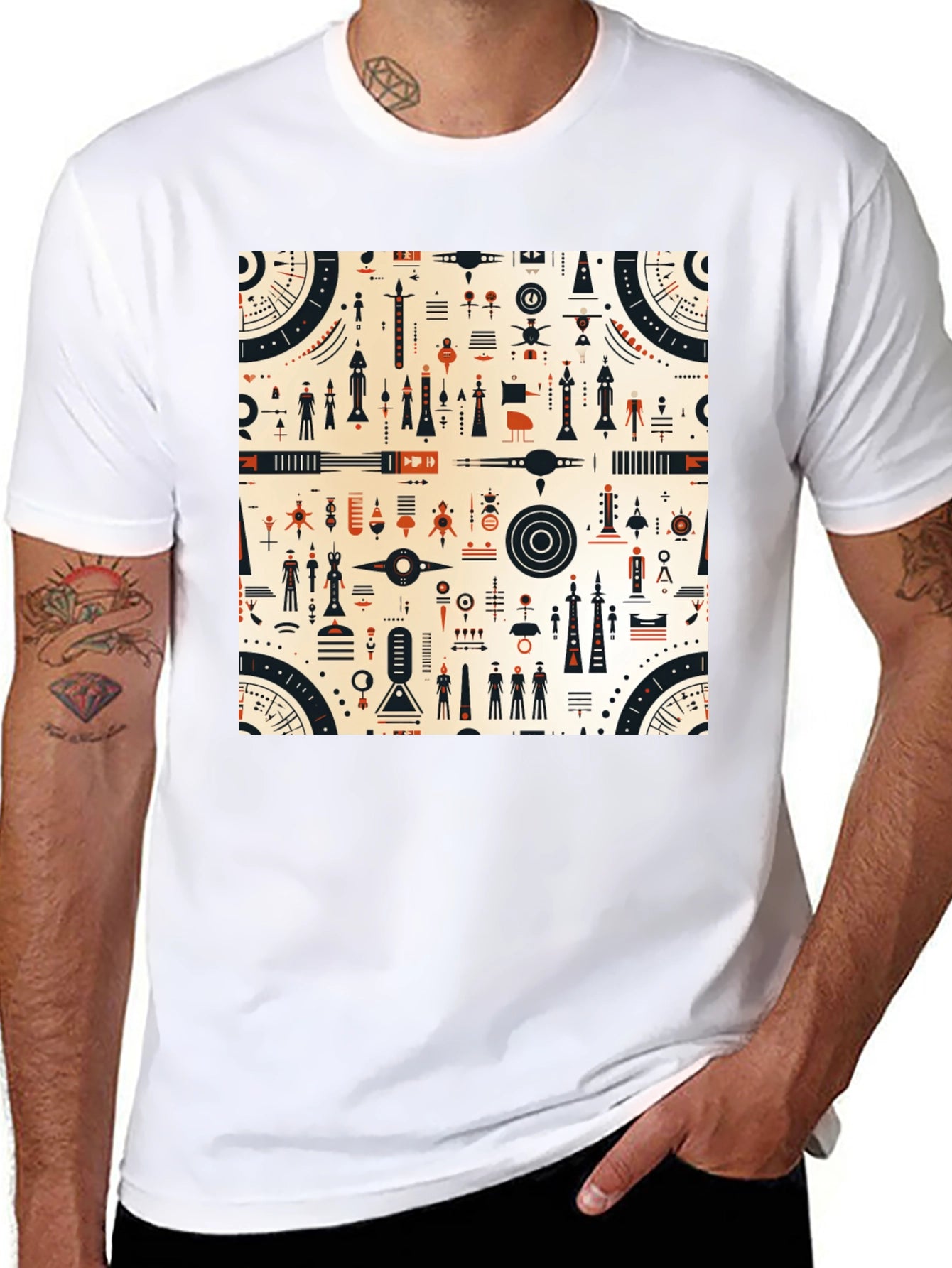 Abstract Graphic Tee - Retro Atomic Style