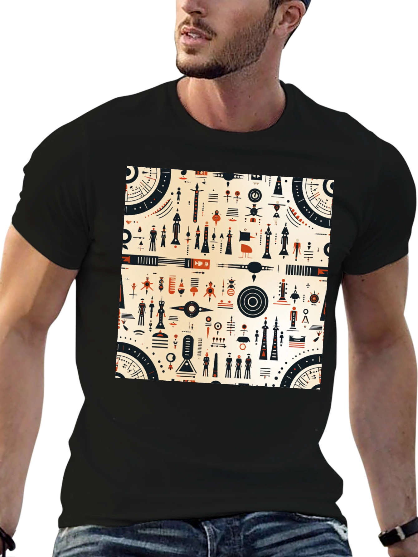 Abstract Graphic Tee - Retro Atomic Style