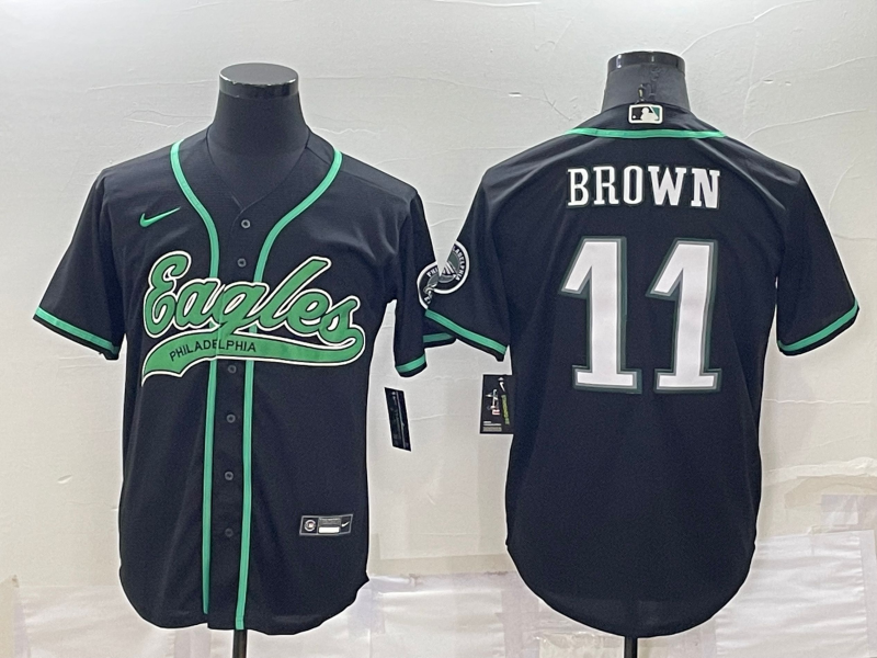 Men's Philadelphia Eagles A.J. Brown #11 Black Game Jerseys Joint Edition