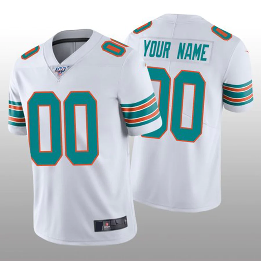 Custom Miami Dolphins White Alternate Game Jerseys